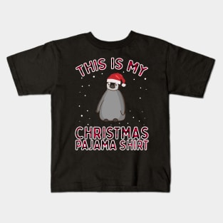 This Is My Christmas Penguin Pajama Santa Hat Snowflake Gift Kids T-Shirt